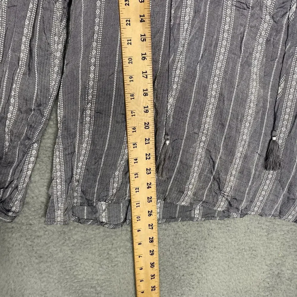 Knox Rose womens M long sleeve vneck blouse lightweight boho striped geometric - Picture 9 of 10